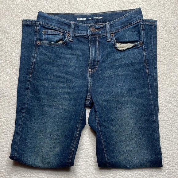 Old Navy Denim Jeans Dark Wash Original Taper Built in Flex Size 14 - Picture 3 of 8